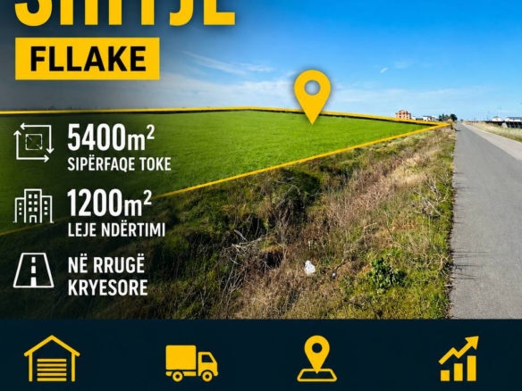 Tokë 5400 m2 për shitje, Fllakë, Durrës.